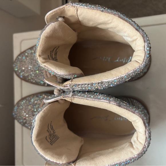 Betsey Johnson Taupe Rhinestone Lace-Up Ankle Boots - Picture 4 of 6